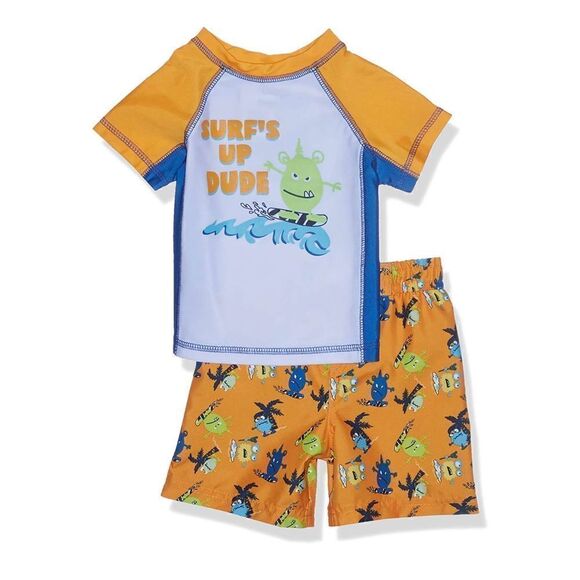 Freestyle Revolution 12M Boys' Monster Surfer Rash Guard Top and Shorts Set - Picture 6 of 9